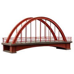 Obraz premium Red Steel Arch Bridge Isolated on White Background
