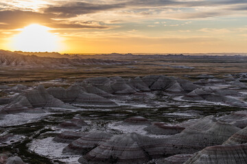 Sunrise at badlands national park
