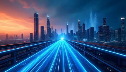 Obraz premium hong kong skyline at night