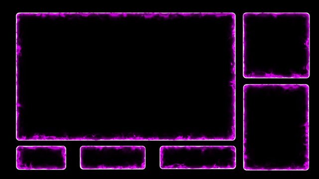 Live streaming Frame - animated violet fiery fire flame neon overlay frame for live streaming and gaming templates