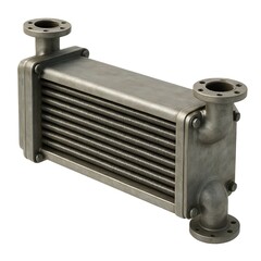 Fototapeta premium Stainless Steel Plate Heat Exchanger on White Background