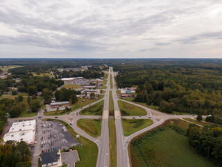 Late Afternoon Drone Images of Franklinton, North Carolina Featuring Downtown and Surrounding Areas, and The US Highway 1 Corridor