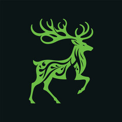 green deer with a dark background