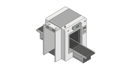 Isometric depiction of modern luggage scanner for secure area inspection
