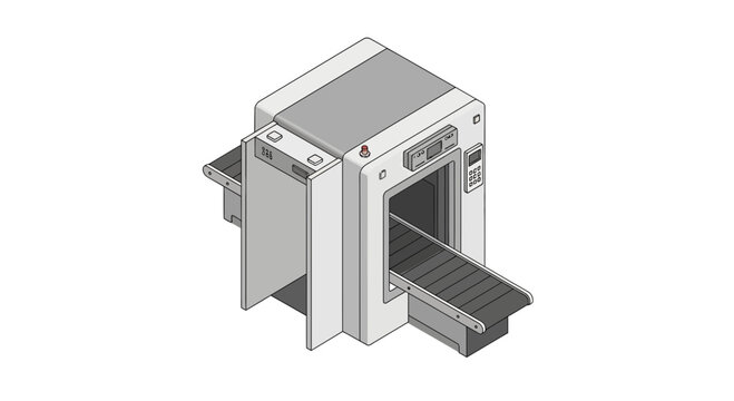 Isometric depiction of modern luggage scanner for secure area inspection