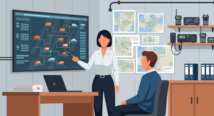 Innovative logistics control center environment with real time transport management