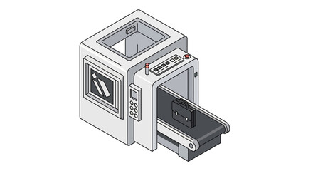 Obraz premium Isometric Illustration of Security X-Ray Scanner with a Briefcase Inside