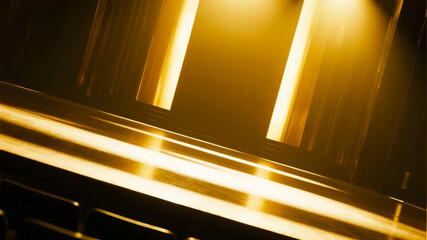 Golden metallic surface with glowing vertical light strips and reflective sheen