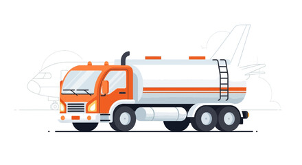 Stylized Fuel Tanker Truck Providing Jet Fuel for Aviation Aircraft