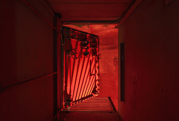 Heavy Blast Chamber Door in Red Industrial Light