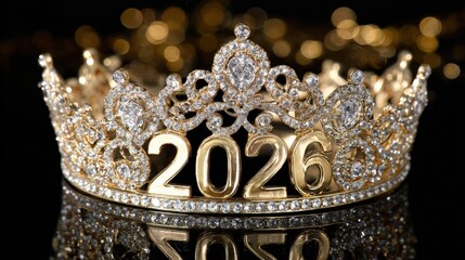 Obraz premium Elegant Diamond Crown with 2026 Year Inscription, Reflecting Luxury and Future Celebrations, Perfect for Design and Glamour