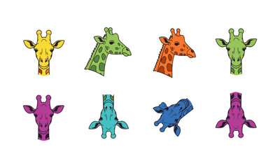 Giraffe Head Silhouette Set