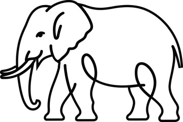 Obraz premium Simple elephant drawing showing full body outline and trunk raised high