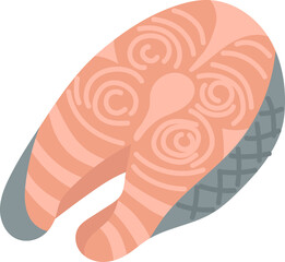 Fresh Raw Salmon Steak with Pink Flesh and Gray Skin on a Transparent Background Ideal for Culinary Projects and Food Design