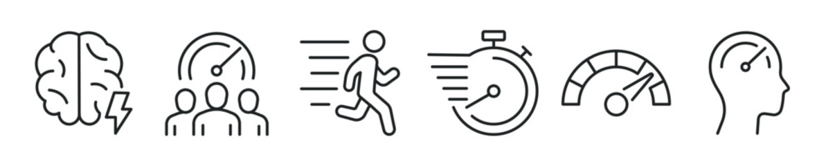 Performance thin line icon set. Web minimal editable stroke icons