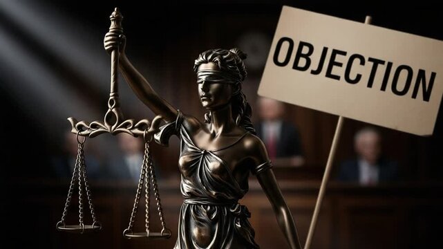 lady justice objection scales courtroom legal scene