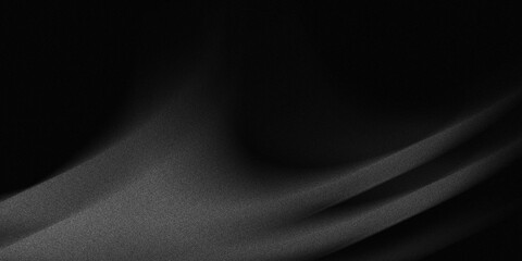  elegant web design banner and poster. Abstract illustration with grey waves. grainy dark black background. 