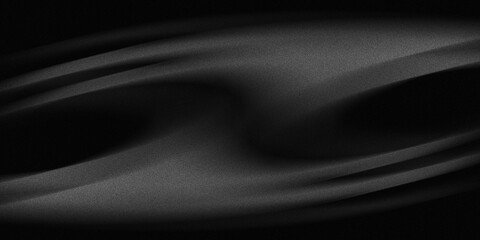  elegant web design banner and poster. Abstract illustration with grey waves. grainy dark black background. 