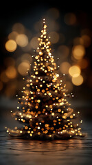 Glowing Christmas Tree with Holiday Lights: Emotive Bokeh Effect and Cozy Winter Wonderland Ambiance
