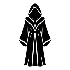 Black hooded robe with a belt