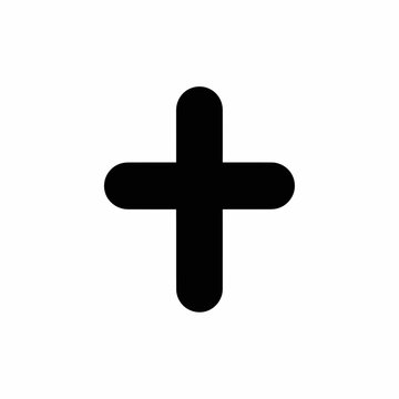A simple black plus sign symbol isolated on a