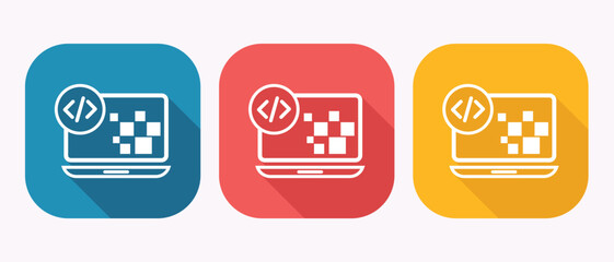 Code Development Icon Vector Design With Laptop Computer Concept In Modern Style Application Design