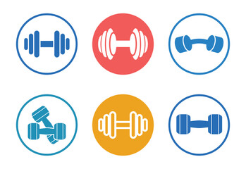 Dumbbell Fitness Strength Exercise Icons Weightlifting Graphic Design Element Set Isolated on White