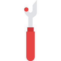 Flat Illustration of a Red and Silver Sewing Seam Ripper Tool on a Transparent Background for Crafting and Tailoring Projects