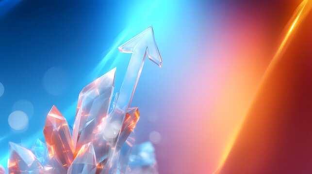 A dynamic futuristic background featuring a soaring crystal arrow symbolizing financial growth, success, and innovation in a vibrant digital world. - Powered by Adobe