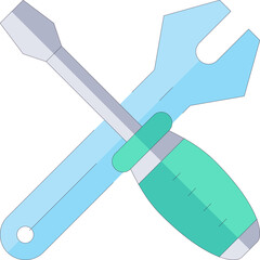Crossed Screwdriver and Wrench Tools Isolated on Transparent Background Represents Repair Maintenance And Construction Flat Vector Illustration