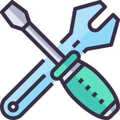 Crossed Screwdriver and Wrench Icon on Transparent Background Representing Tools and Repair Services