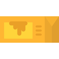 Golden Yellow Box Package With A Dripping Design Label And Three Horizontal Lines On A Transparent Background Flat Design Illustration