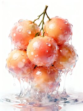Surreal Fruits Series : A delicious looking healthy bunch of ripe reddish-yellow grapefruits on a white background suitable for graphic design and decoration 001