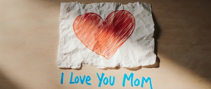 A heartwarming and authentic stop-motion animation of a child's crayon drawing and note to their mom. Evokes nostalgia, innocence, and pure love. Perfect for a personal Mother's Day message.