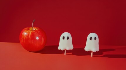 Red apple and ghost treats