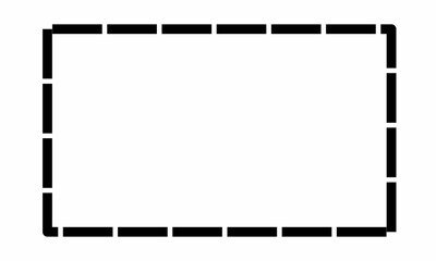 Vector illustration of dashed rectangle frame outline. Geometric box border with dotted line style, perfect for label, banner, text box, logo, or graphic decoration use.
