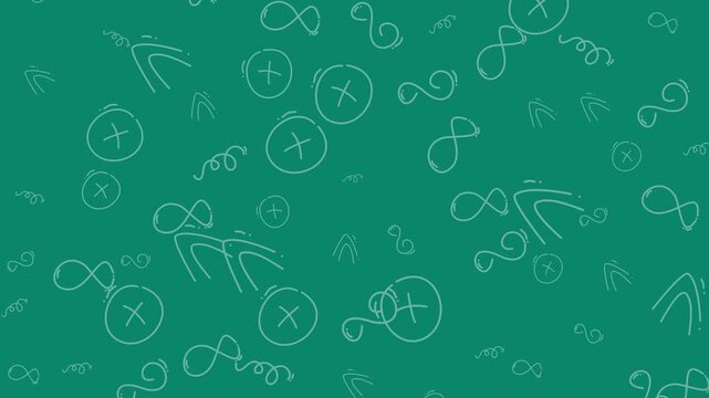 Doodles of infinity symbols, circles, crosses, and squiggles suitable for abstract designs, puzzles, backgrounds, and textile patterns. Great for creative projects and presentations.
