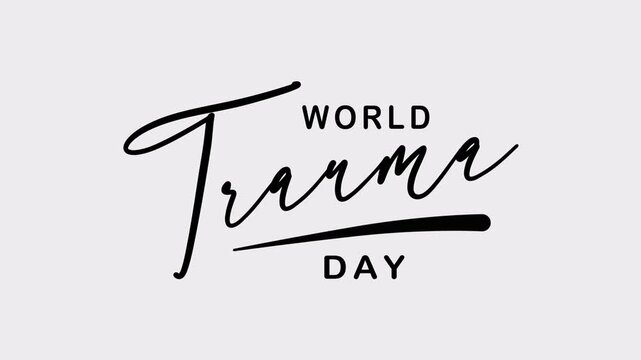 World Trauma Day Text Animation. This visual representation serves to raise global awareness about the devastating impact of trauma on individuals and communities.
