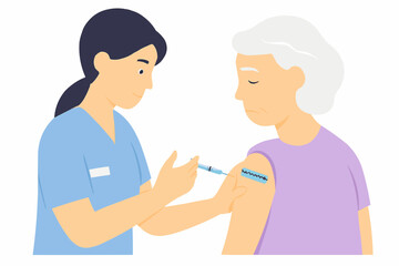 Fototapeta premium Nurse Administering Osteoporosis Injection to Elderly Patient Vector