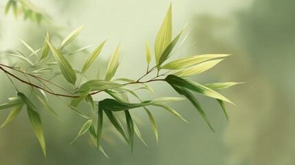 Obraz premium Elegant Bamboo Leaves with Soft Background in Nature Setting