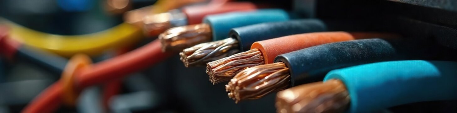 Meticulously Insulated Electrical Wiring Close-up of Industrial Power Network