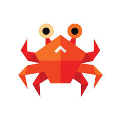 Cute folded origami crab character a playful red sea creature with big eyes © OVOYA DELIN