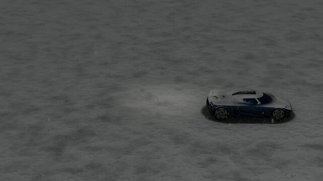 Supercar Driving in Snow with Headlights On Animation