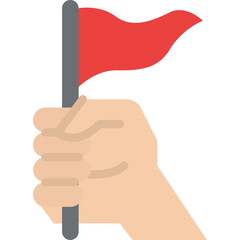 Hand Holding Red Flag On Transparent Background Representing Success Achievement Goal Reached Victory Celebration Winning Determination And Leadership