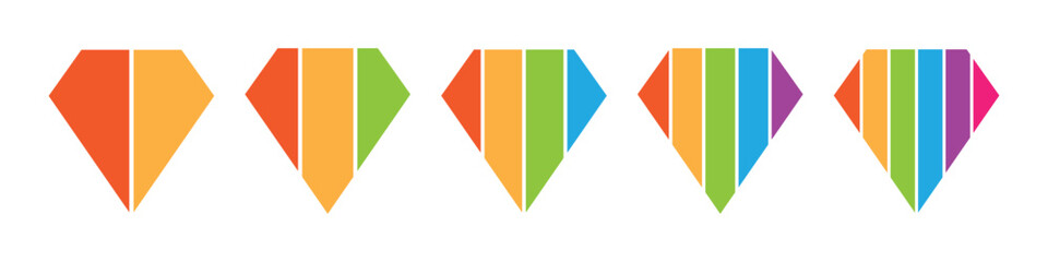 Colorful diamond shaped infographic template. Business stages, workflow and marketing process.