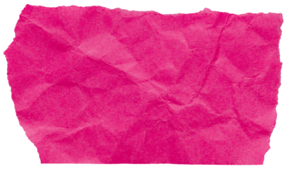 Scrap of fuchsia pink torn crumpled paper, isolated element to create bright collage