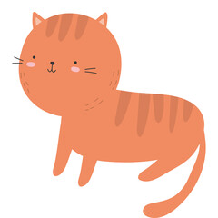 Orange Tabby Cat Cute Kawaii Cartoon Style with Transparent Background Adorable Feline Animal Pet Drawing