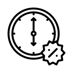 Outline Clock Face With Percent Symbol Indicating Sale Or Discount Time On Transparent Background