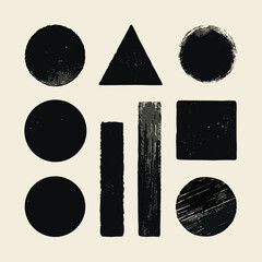 Textured geometric shapes in dark monochrome circle