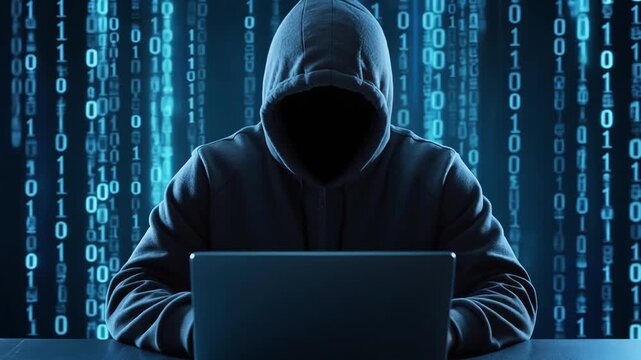 Hacker in Hoodie Using Laptop &mdash; Cybercrime, Data Breach, and Internet Security Concept 4k video